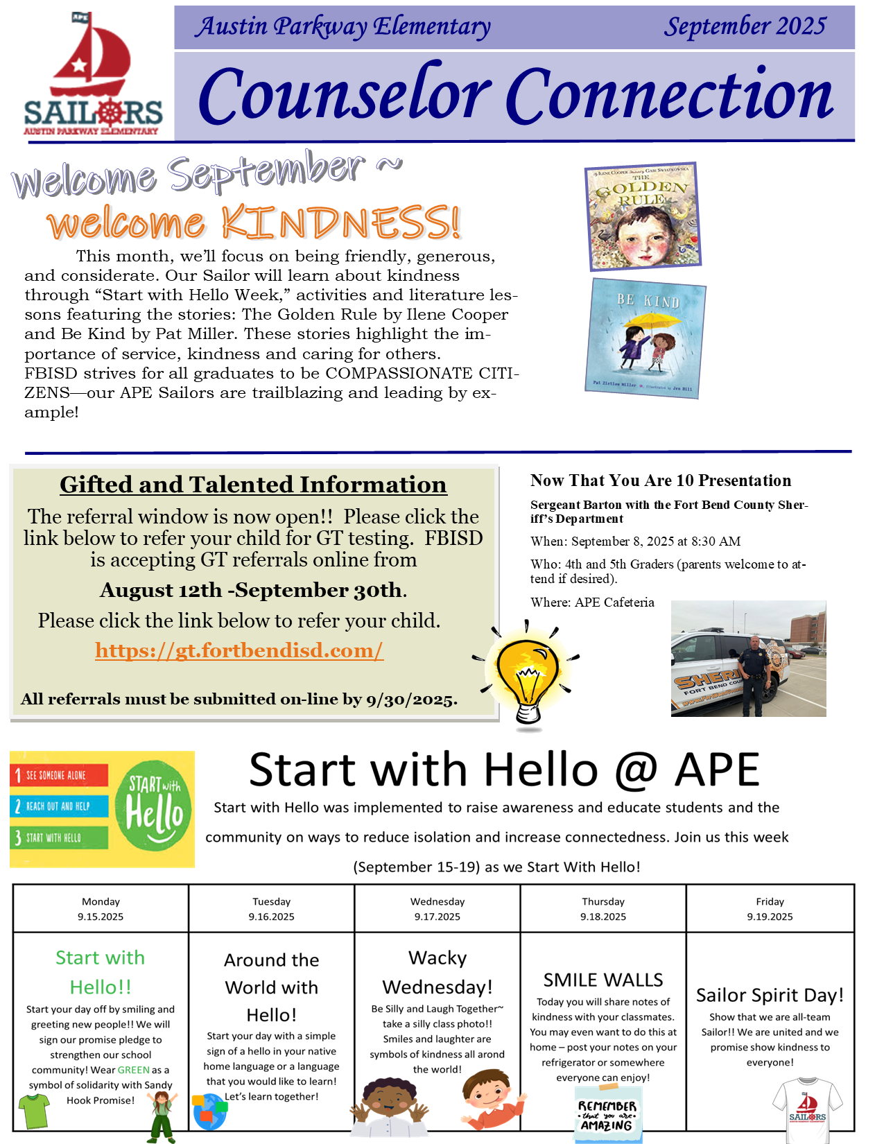 Ms. Rivers' September Counselor Corner